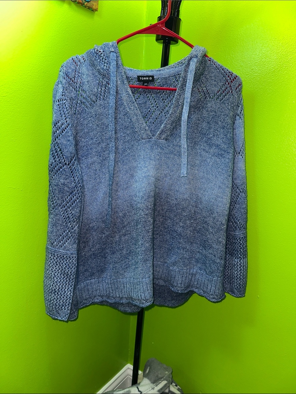 torrid heathered blue V-neck hooded sweater ombré coastal lounge cool